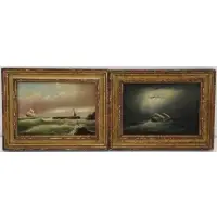 Clement Drew, Maritime Scenes, Pair of oils on canvas