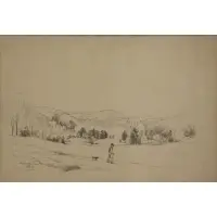 David Johnson, Landscape, Chappenville, CT, 1882, Pencil on paper