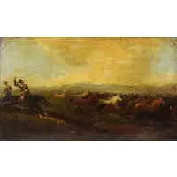 James Walker, Vaqueros, Oil on Canvas