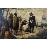 Roman Fekonja, Selling of Manhattan, 1906, Oil on Canvas