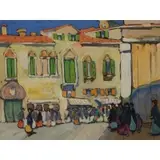 Jane Peterson, Venetian Scene, Gouache