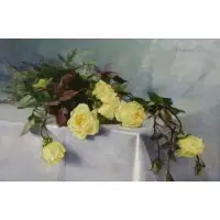 Floral Still Life with Yellow Roses by Adelaide Coburne Palmer, Oil on canvas, sold Dec 2020