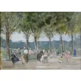 Howard Hildebrandt, Park Scene, Oil on board