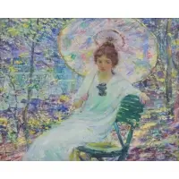 Howard Hildebrandt, Woman with Parasol, Oil on canvas