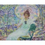 Howard Hildebrandt, Woman with Parasol, Oil on canvas