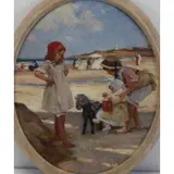 Paul Michel Dupuy, Beach Scene, Oil on canvas