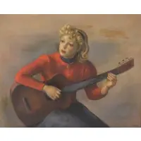 Robert Philipp, Woman with Guitar, Oil on canvas