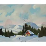 Graham Noble Norwell, A Winter Scene, 1953, Oil on board