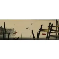 John R Good, Dock Scene, Gouache