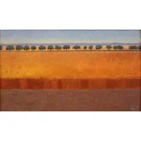 Wheat and Trees by Gary Ernest Smith, Oil on canvas, sold Dec 2020