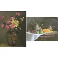 Robert Waltsak, Fresh Bread on the Table, Pair of Oils