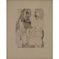 Pablo Picasso, Grosse prostituée sur les genoux d'un Barbu, 1971, Etching