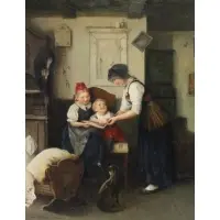 Ludwig Vollmar, Genre Scene, Oil on Canvas