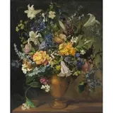 Eduard Wuger, Floral Still Life, Oil on Canvas