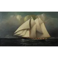 Elisha Taylor Baker, Sailboat, Oil on canvas laid to board
