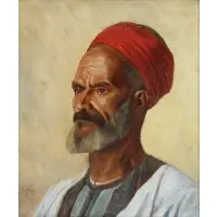 J Hislop, Orientalist Portrait, Oil on canvas