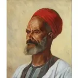 J Hislop, Orientalist Portrait, Oil on canvas