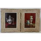 Emmanuele Costa, Still Lifes, Pair of Oils on Board