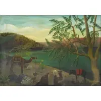 Lawrence Lebduska, Desert Scene, Oil on canvas