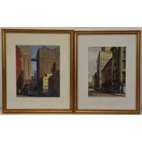 Couce Vidal, New York City Scenes, Pair of watercolors