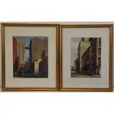 Couce Vidal, New York City Scenes, Pair of watercolors