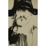 Leonard Baskin, Portrait of a Man, Ink on paper