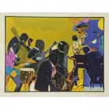 Romare Bearden, Out Chorus, 1979, Etching, aquatint, and screenprint in colors with hand-coloring