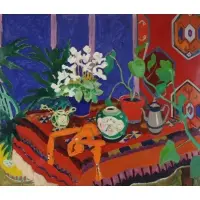 Warren Brandt, White Cycleme and Chinese Vase, 1975, Oil on canvas