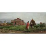 Lorenzo Gelati, Village Scene, Oil on Panel
