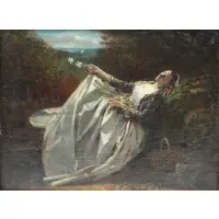 Paul Billou, Woman with Flowers, Oil on canvas