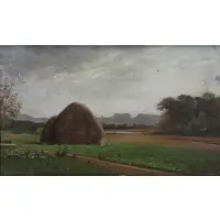 Ernest Wadsworth Longfellow, Haystacks, Oil on canvas