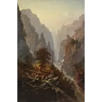 Mountain Landscape by Alexander F. Loemans, Oil on Canvas, sold Oct 2020