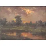 Gaetano Capone, Evening Landscape, Oil on canvas