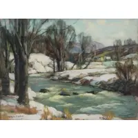 Spring Snows by John F. Carlson, Oil on Board, sold Oct 2020