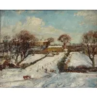 Herbert F. Royle, A Wharfdale Village, Oil on Canvas