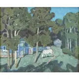 Moisey Kogan, Village Landscape, Oil on Canvas