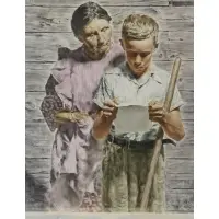 Spencer Crockwell, Young Boy Reading the Paper, Mixed Media on Paper