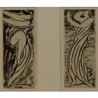 Two Isadoras in Black and White by Abraham Walkowitz, Ink on Paper, sold Oct 2020