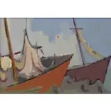 Herman Maril, Inlet and Boats, 1959, Oil on Canvas