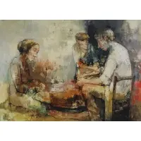 Three Figures by Jean Jansem, Oil on Canvas, sold Oct 2020