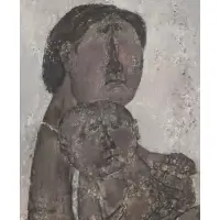 Akira Tanaka, Mother and Child, Oil on canvas
