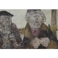 Akira Tanaka, La Vieux Couple, Oil on canvas