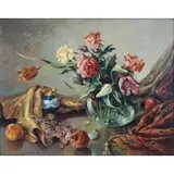 Elena Flerova, Floral Still Life, Oil on Canvas