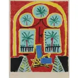 Pablo Picasso, Interieur Rouge avec Transatlantique Bleu, Color aquatint