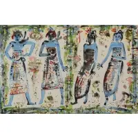 Nyoman Gunarsa, Four Figures, Mixed media on paper