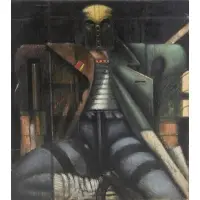 Nick de Angelis, Masked Figure, Oil on canvas