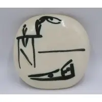 Plongeurs by Pablo Picasso, O.P. white earthenware clay, engraving accentuated with glaze, black patinated ground, sold Oct 2020