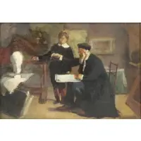 Édouard Moyse, Rabbinical Scene, Oil on Canvas