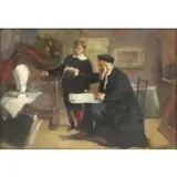 Édouard Moyse, Rabbinical Scene, Oil on Canvas