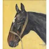 M. Moore, Portrait of a Horse, Oil on Board